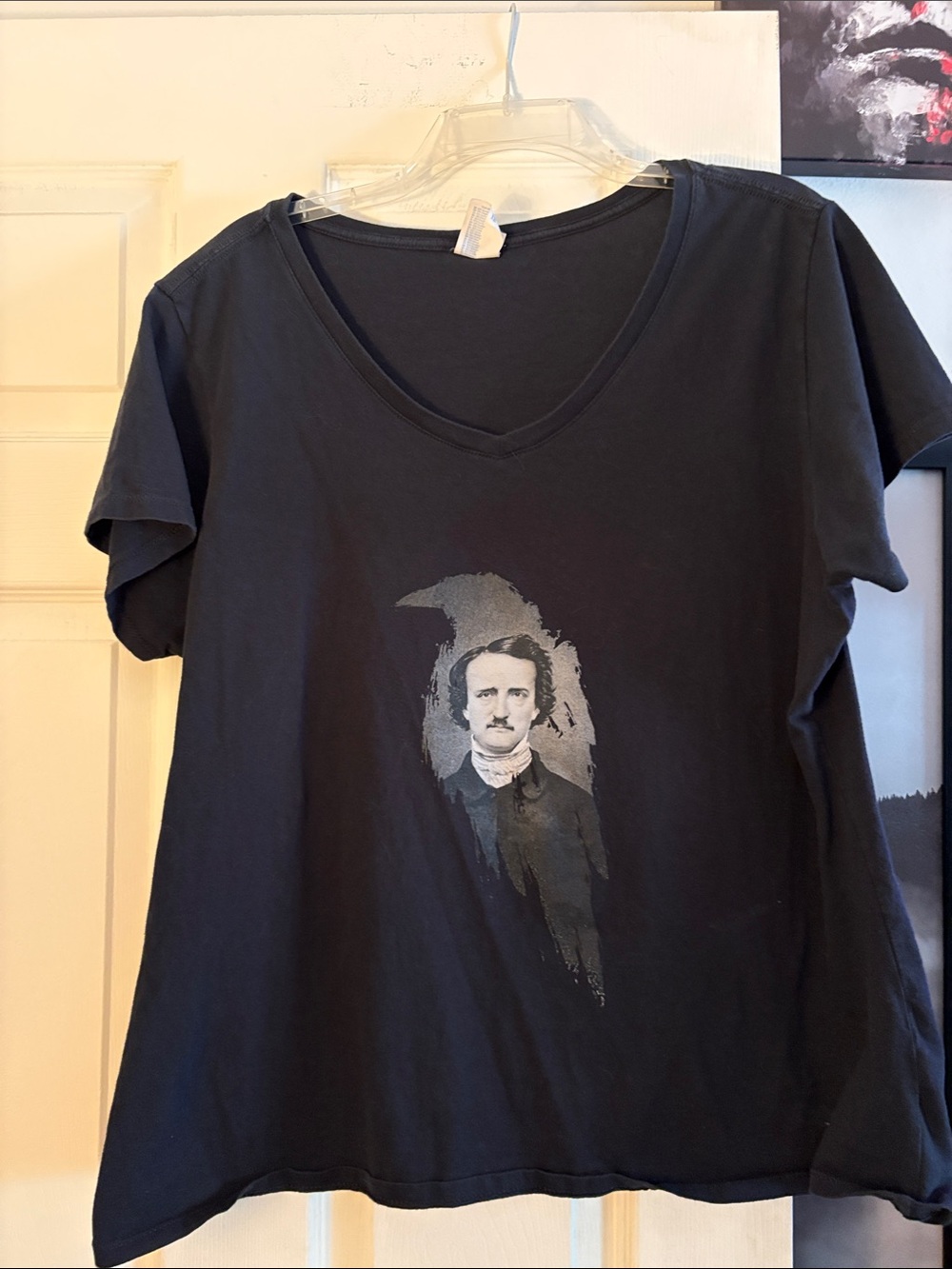 Port and Company Black V-Neck Tee-Edgar Allan Poe